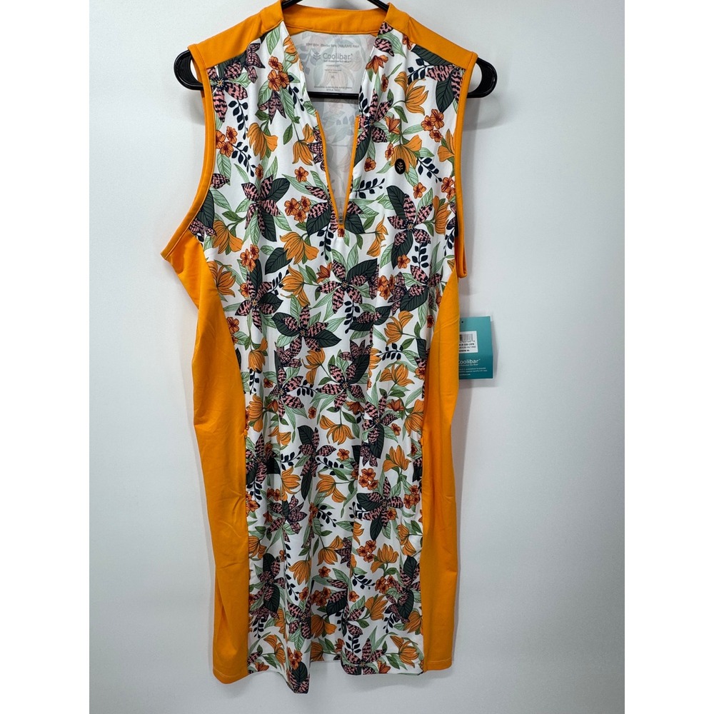 Coolibar Women's Backspin Golf Dress UPF 50+ Sun Protection Sleeveless Floral XL